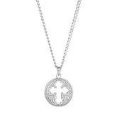 Stainless Steel Cutout Cross Necklace on 20 Curb Chain
